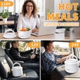 thumbnail image 4 of Aotto Electric Lunch Box, 32 oz Portable Heated Lunch Box for Adults, 12V/24V/110V Portable Food Warmer for Car/Truck/Work, BPA-Free, White, 4 of 10