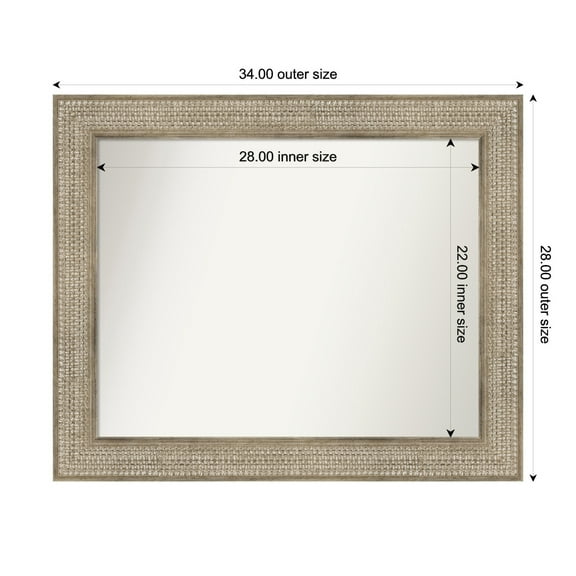 Amanti Art Custom Wall and Bathroom Mirror (28 x 34 in.), Trellis Silver Frame