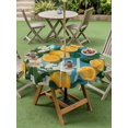 thumbnail image 5 of Outdoor Tablecloth with Umbrella Hole Zipper Yellow Lemon Round Tablecloth 54" Waterproof Outside Table Cloth Summer Fruit Floral Blue Stripe Burlap Patio Table Cover Tablecloths for Picnic Party, 5 of 8