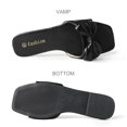 thumbnail image 2 of Women's Flat Sandal Slides Bow Knot Flat Slides Open Toe Slip On Square Head Casual Slides Flip-Flops Sandals Slippers With Low-Heel Shoes Summer(Black,8.5), 2 of 6