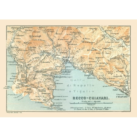 International Map - Recco - Chiavari - Italy - Bertarelli 1914 - 32.23 ...