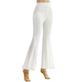 thumbnail image 1 of Uhndy Womens Ruffle Flare Pants Solid Color High Waist Bell Bottom Lounge Pants Casual Cozy Trouser for Dance Yoga white 2XL, 1 of 3