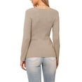 thumbnail image 3 of INSPIRE CHIC Ribbed Knit Sweater Top for Women 2025 Fall Long Sleeve Crewneck Fitted Pullover Shirt S Camel, 3 of 6