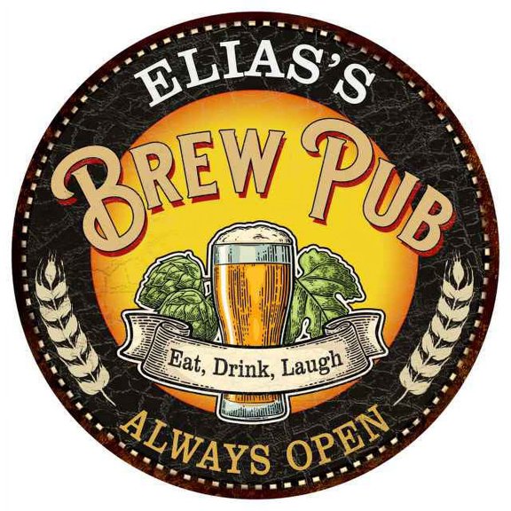 ELIAS'S Beer Pub Man Cave Metal Sign Home Wall Decor 14 inch Round 100140025159