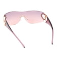 thumbnail image 4 of Womens Heart Jewel Wrap Around Curved Shield Monoblock Rimless Sunglasses Purple - Pink, 4 of 4
