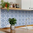 thumbnail image 2 of Mi Alma Removable Vinyl Floral Blue White Backsplash Tile Stickers, 24pcs, 2 of 10