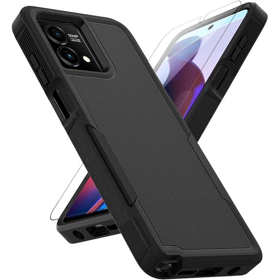 for Moto G Stylus 5G 2023 Case: Dual Layer Protective Heavy Duty Cell Phone Cover Shockproof Rugged with Screen Protector - Military Protection Bumper Tough - Motorola Moto G Stylus 5G 2023, Black
