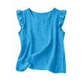 thumbnail image 6 of Women's Tops Tees Blouses O Neck Solid Vacation Daily Sleeveless Vest Tank Tops for Women, 6 of 6