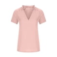 thumbnail image 4 of ZQGJB Summer Tops for Women Short Sleeve Casual V Neck Solid Color Plain Tee Tshirts Top Loose Fit Trendy Comfy Pullover Blouse Pink S, 4 of 5