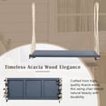 thumbnail image 4 of Patio A-cacia Wooden Swing Chair, Outdoor Hanging Swing Bench with Cushion & Pillows, Porch Swing Daybed with 6 Durable 10.8 FT Hemp Ropes for Garden Backyard Deck, Gray, 4 of 9