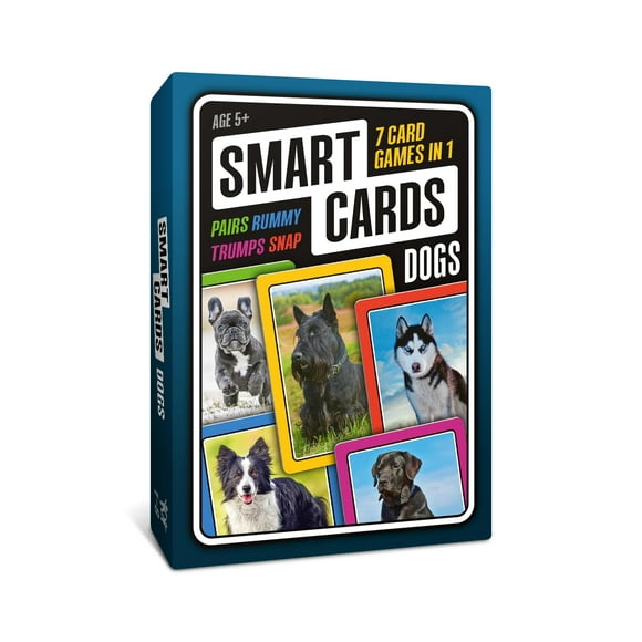 SMART CARDS Dogs Card Games - Matching Pairs, Snap, Trumps, Rummy, Happy Families (8 Games To Play) | Age 5+, 1-8 Players | Fun Family Travel Card Games and Gifts for Adults & Kids, Boys & Girls
