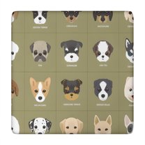 Dog Breeds Square Fitted Tablecloth with Elastic Edge,Square Table Cover,Washable Elastic Table Cover for Home Kitchen Party Decor 34"x34"
