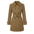 thumbnail image 5 of TGSLY Women's Wool Blend Coat Soft Notched Lapel Double Breasted Button Long Sleeve Jacket Casual Solid Color Mid-Length Belt Winter Outerwear L, 5 of 9