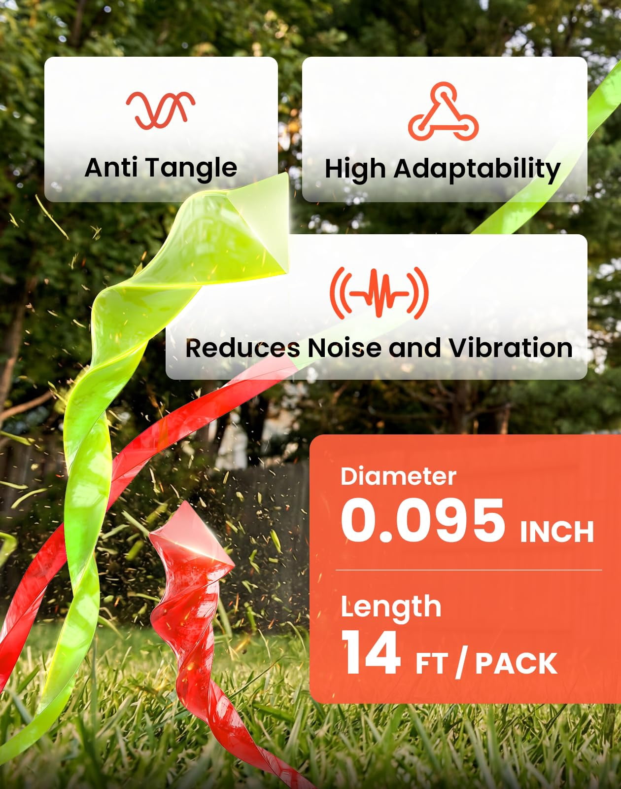 16-Pack AL2420PD Replacement Twisted Trimmer Line for EGO 15-Inch String Trimmers, Dual Color 0.095" Pre-Cut, 224 Ft Total, Compatible Weed Wacker Line