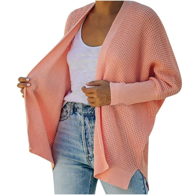 Mode Femmes Décontracté Manches Longues Chandail Chaud Uni Hauts Manteau