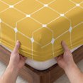 thumbnail image 3 of Twin XL Size Fitted Sheet Set - Yellow Orange Gingham 2 Piece Bedding Sets 16" Deep Pocket Fitted Sheet with 1 Pillowcases, Modern Minimalist Geometric Plaid Brushed Microfiber Hotel Bed Sheets, 3 of 9