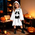 thumbnail image 2 of REDARER Kids Halloween Ghost Hooded Dress with Ghost Print Chain Decor Jagged Hem Long Bell Sleeve for Trick or Treat Cosplay Party School DressâUp Outfit,11-12 Years, 2 of 5