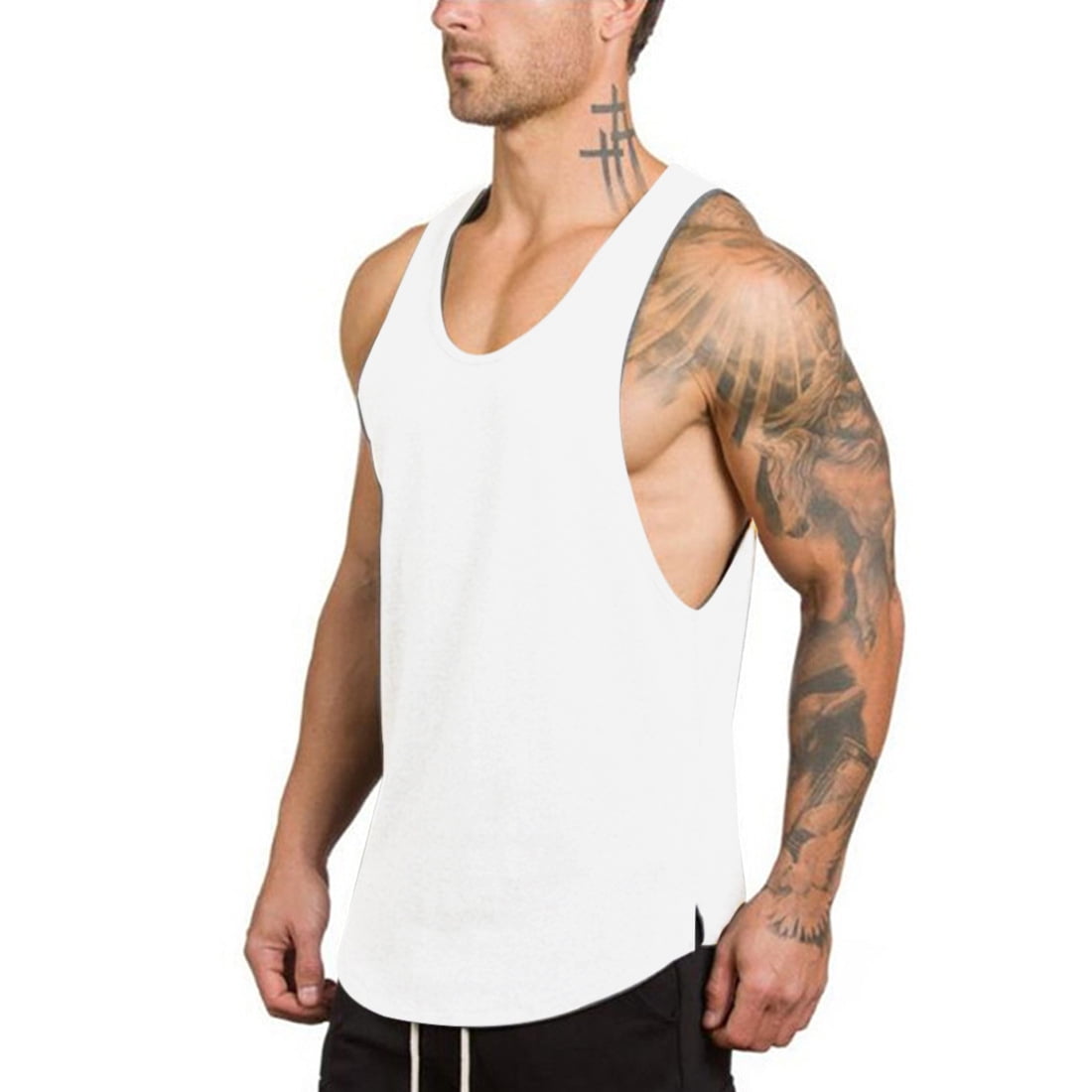 Mens Gym Workout Stringer Tank Top sleeveless muscle workout shirt ...