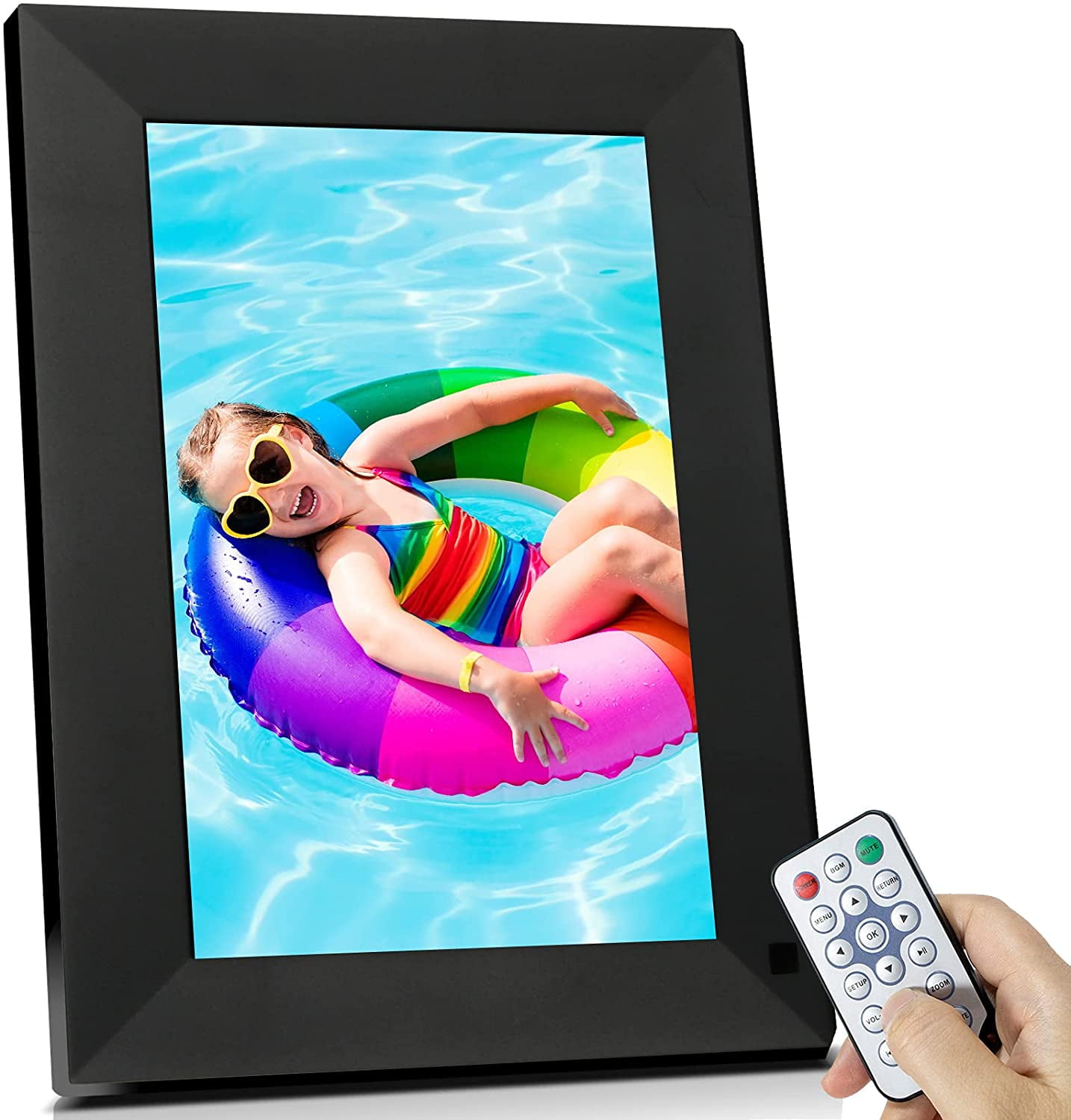 8-inch Widescreen Digital Photo Frame White USB Port and SD Card Slot and Remote Control with 1024 X 768 IPS Display