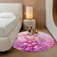 thumbnail image 2 of Round Rugs 4Ft, Pink Spring Floral Round Area Rug Washable Indoor Throw Carpet, Modern Oil Painted Daisy Botanical Soft Non Slip Circle Rug for Kitchen Nursery Room Home Decor Aesthetic, 2 of 8