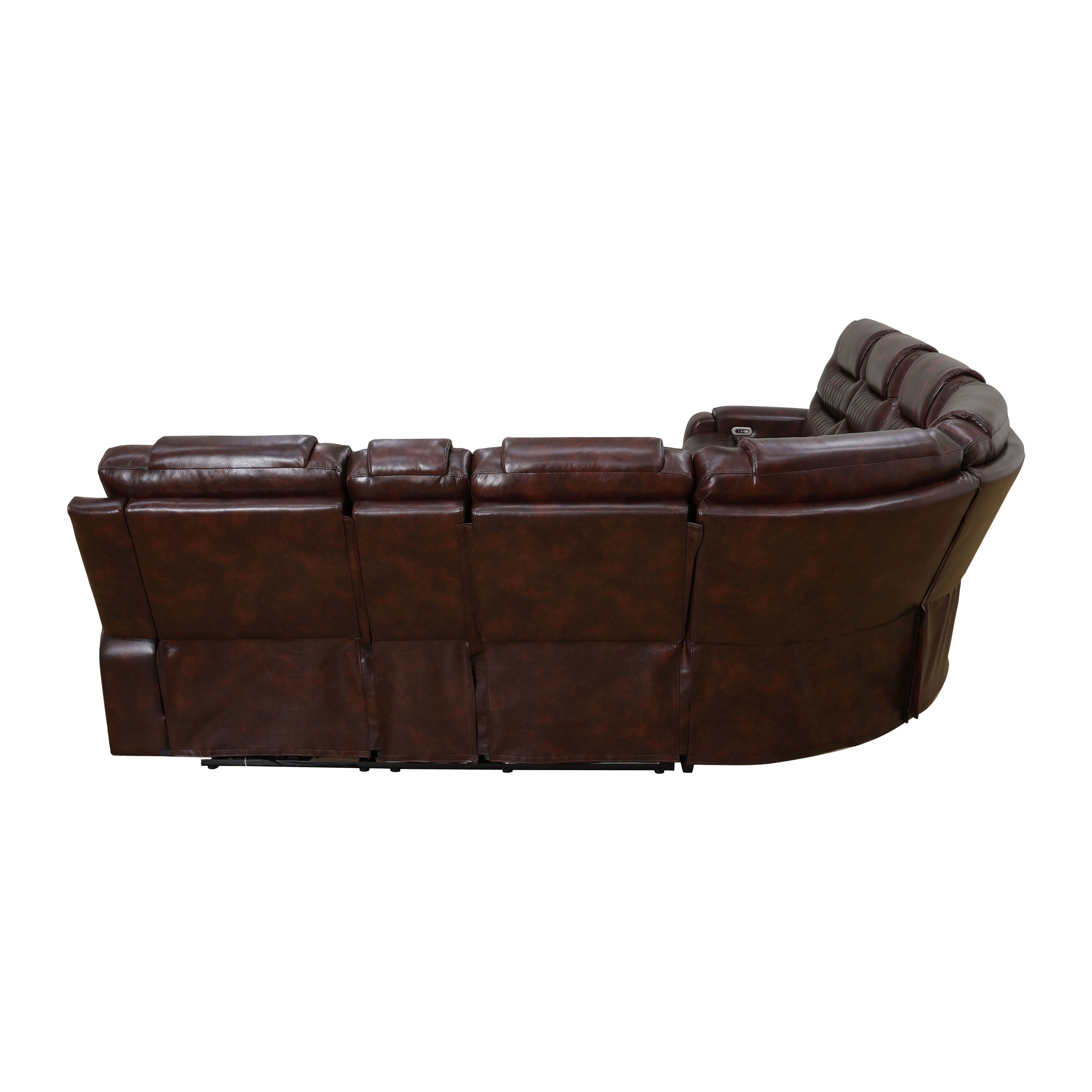 MAYEERTY Power Reclining L-Shaped Sectional Sofa, Leather Recliner with USB Charging, LED Lights & Storage
