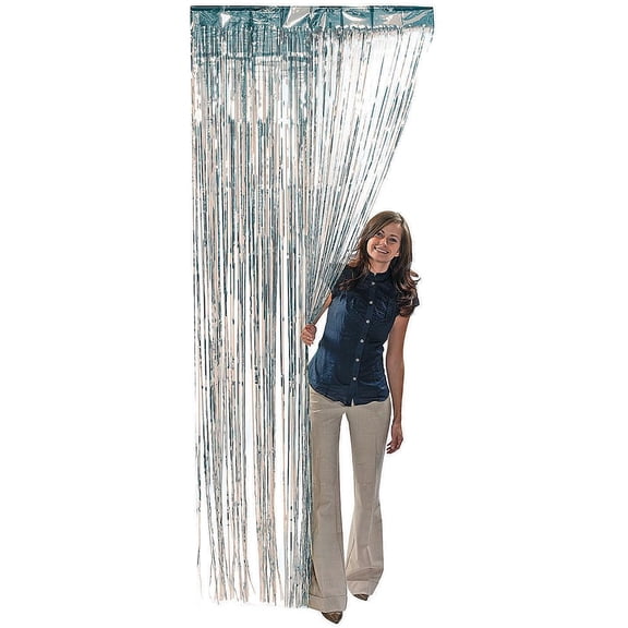 Silver Metallic Fringe Curtain - Party Decor - 1 Piece