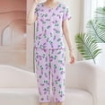 thumbnail image 4 of YABCSAZ 2 Piece Outfits Pajama Set for Women Short Sleeve Round Neck T Shirt Tops and Capri Pants, Casual Loose Fit Print Sleepwear Homewear Summer Lounge Sets, 4 of 6