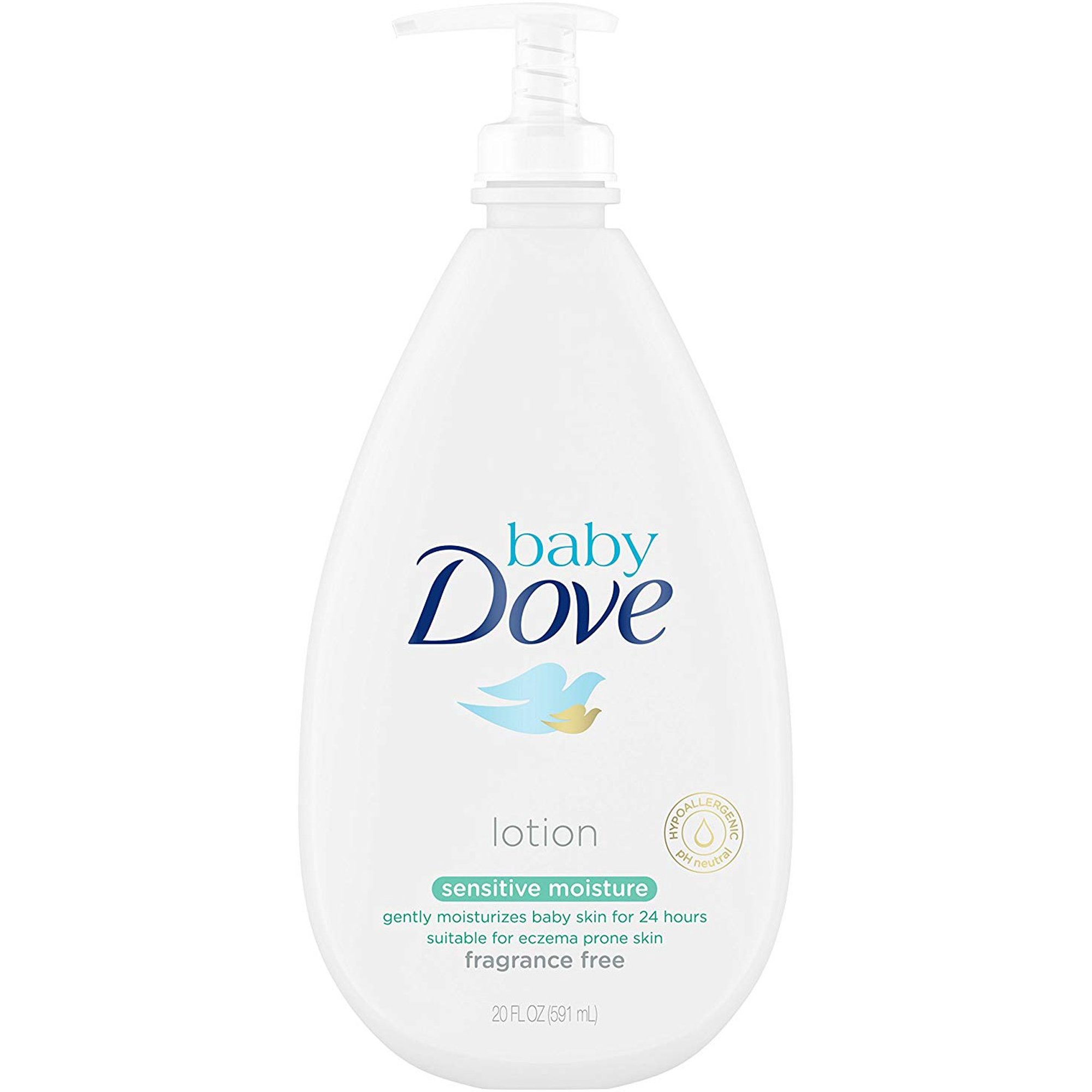Baby Dove Fragrance Free Lotion, Sensitive Moisture 20 oz (Pack of 2)