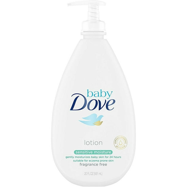 2 Pack Baby Dove Fragrance Free Lotion, Sensitive Moisture 20 oz