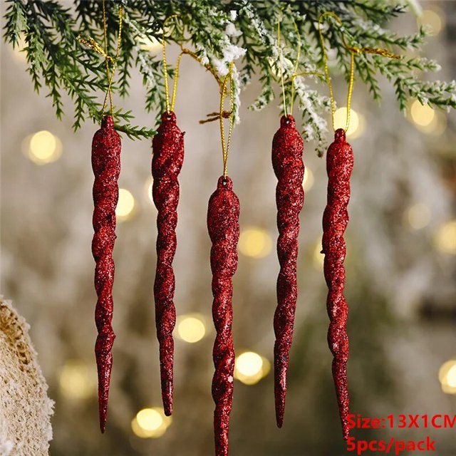 Adornos de gota de carámbano de copo de nieve, decoración transparente de cristal para árbol de Navidad, colgante para decoración del hogar, 2022
