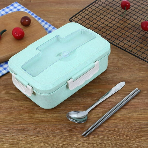 Fiudx Lonchera Bento con Aislamiento Térmico, Contenedor de Almuerzo de Doble Capa, Apto para Microondas, Portátil para La Escuela y Picnic, Material Plástico Duradero, Tamaño Compacto de 8.7" X 5.1"