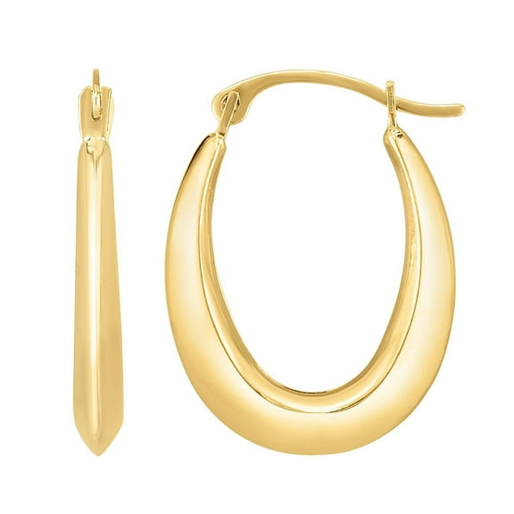 JewelStop 10K Yellow Gold Polished Finish Graduated Oval Light Weight Hoop Earrings Hinged Clasp