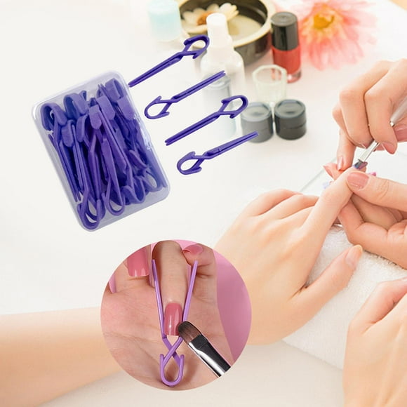 Protector de esmalte de uñas para dedos, accesorios para decoración de uñas, clip portátil para decoración de uñas, fácil de usar, curva en C fácil Púrpura