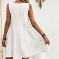 thumbnail image 5 of biudgviw Casual Dresses for Women Sleeveless Plaid Mini Dress Loose Elegant Crewneck Smock Flowy Tank Dress Going Out Outfits, 5 of 5