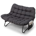 thumbnail image 5 of UBesGoo 52.4in Papasan Chair Curved Rattan Loveseat with Side Pockets, Dark Grey, 5 of 13