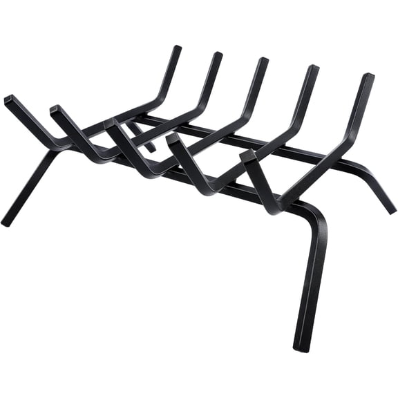 YANGLI 18-Inch Heavy Duty Cast Iron Fireplace Grate with Log Holder, for Indoor Fireplace & Outdoor Fire Pit