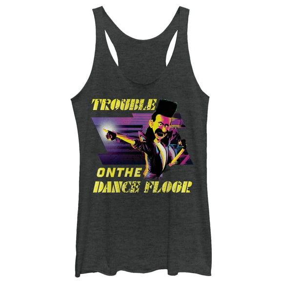 Women's Despicable Me 3 Balthazar Trouble Dance Floor Racerback Tank Top Black Heather Large