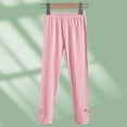 thumbnail image 3 of Ohufall Toddler Girls Cotton Leggings Cute Solid Color Casual Bow-Knot Elastic Waist Trousers Stretchy Soft Comfortable Active Legging Pants for Little Girls, 2-13 Years, 3 of 6