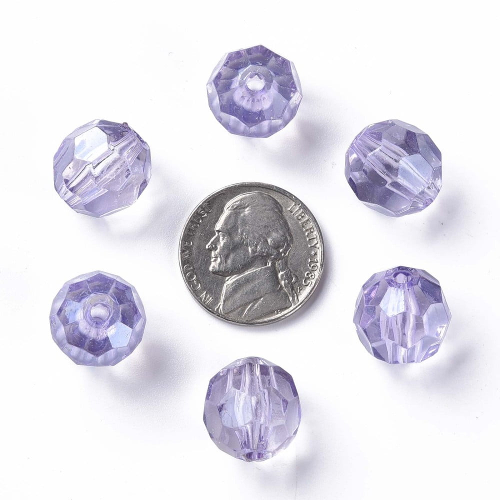 Transparent Acrylic Beads Faceted Football Lilac 14x13.5mm Hole: 2mm about 330pcs/500g
