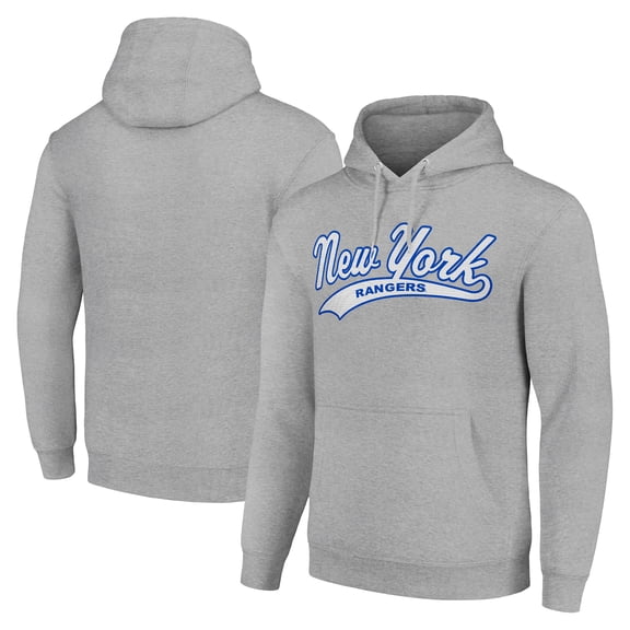 Men's Starter Heather Gray New York Rangers Tailsweep Fleece Tri-Blend Pullover Hoodie
