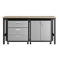 thumbnail image 1 of Manhattan Comfort Armoire de Garage et Table de Travail en Acier 3 Pcs, Mobile, Gain de Place, 3.0, Gris, 1 of 5