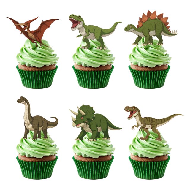 Cupcake Toppers Penitue Dinosaur Roaring Dino para fiesta infantil, 48 unidades