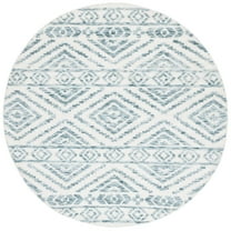 SAFAVIEH Audrey Barbara Geometric Area Rug, Ivory/Blue, 6' x 6' Round