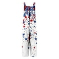 thumbnail image 5 of Delliss Womens 4th Of July Plus Size Wide Leg Overalls Button Independence Day Print Outfits Jumpsuit, 5 of 8
