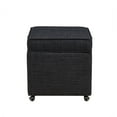 thumbnail image 5 of Gustav Black Linen Ottoman - Hidden Storage, Castered Legs, 5 of 8