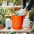 thumbnail image 5 of Ceramic Planter 8 inch, Round Flower Pot with Saucer, Modern Succulent Pot for Indoor Outdoor Use, for Thanksgiving & Fall Decor, Orange, 5 of 8