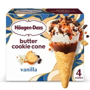 Haagen Dazs Vanilla Butter Cookie Ice Cream Cone Dessert, Kosher, 4 Count, 14.8 oz