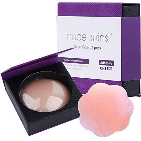 Premium Reusable Nipplecovers Nipple Pasties - 2 Pair Silicone Skin Adhesive Nipple Covers Breast Petals with Storage Case - Nipless Size A-DD Nude Nipple Cover Sticky Bra for Women