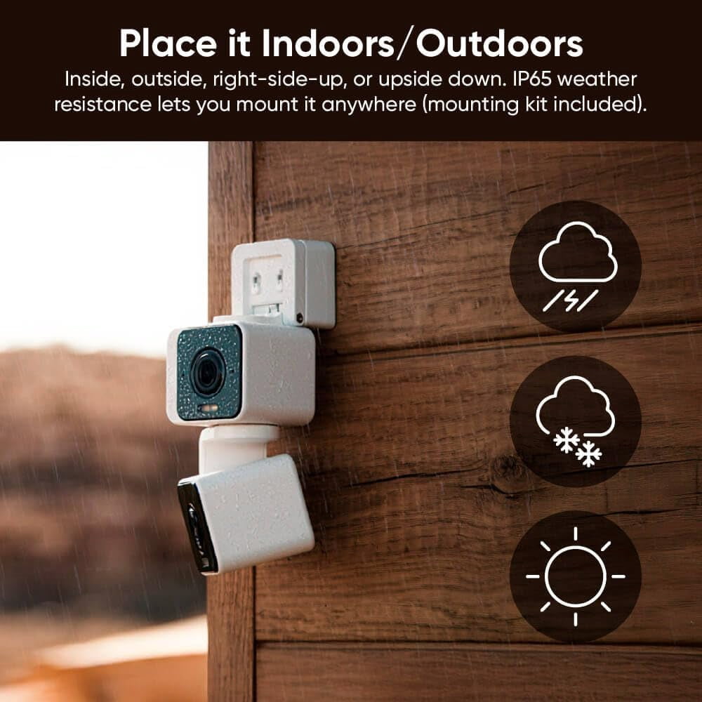 Wyze Duo Cam Pan Indoor/Outdoor Smart Security Camera 2K IP65 360° Pan/Tilt with Color Night Vision and Spotlight