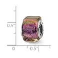thumbnail image 5 of Purple Dichroic Glass Square Charm .925 Sterling Silver Antiqued Reflection Beads - QRS1488, 5 of 6